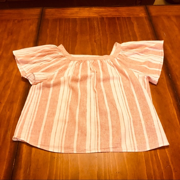 Banana Republic Tops - Banana Republic Square Neck LARGE Stripe Red White
